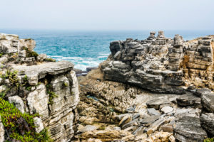 Europe, Portugal, Centro Region, Peniche Peninsula, Miradouro de Remedios, rock formations on the rocky coast Europe, Portugal, Centro Region, Peniche Peninsula, Miradouro de Remedios, rock formations on the rocky coast